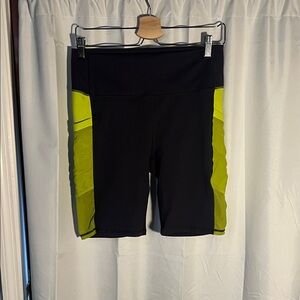 Fabletics Black and Neon Yellow Bike Shorts